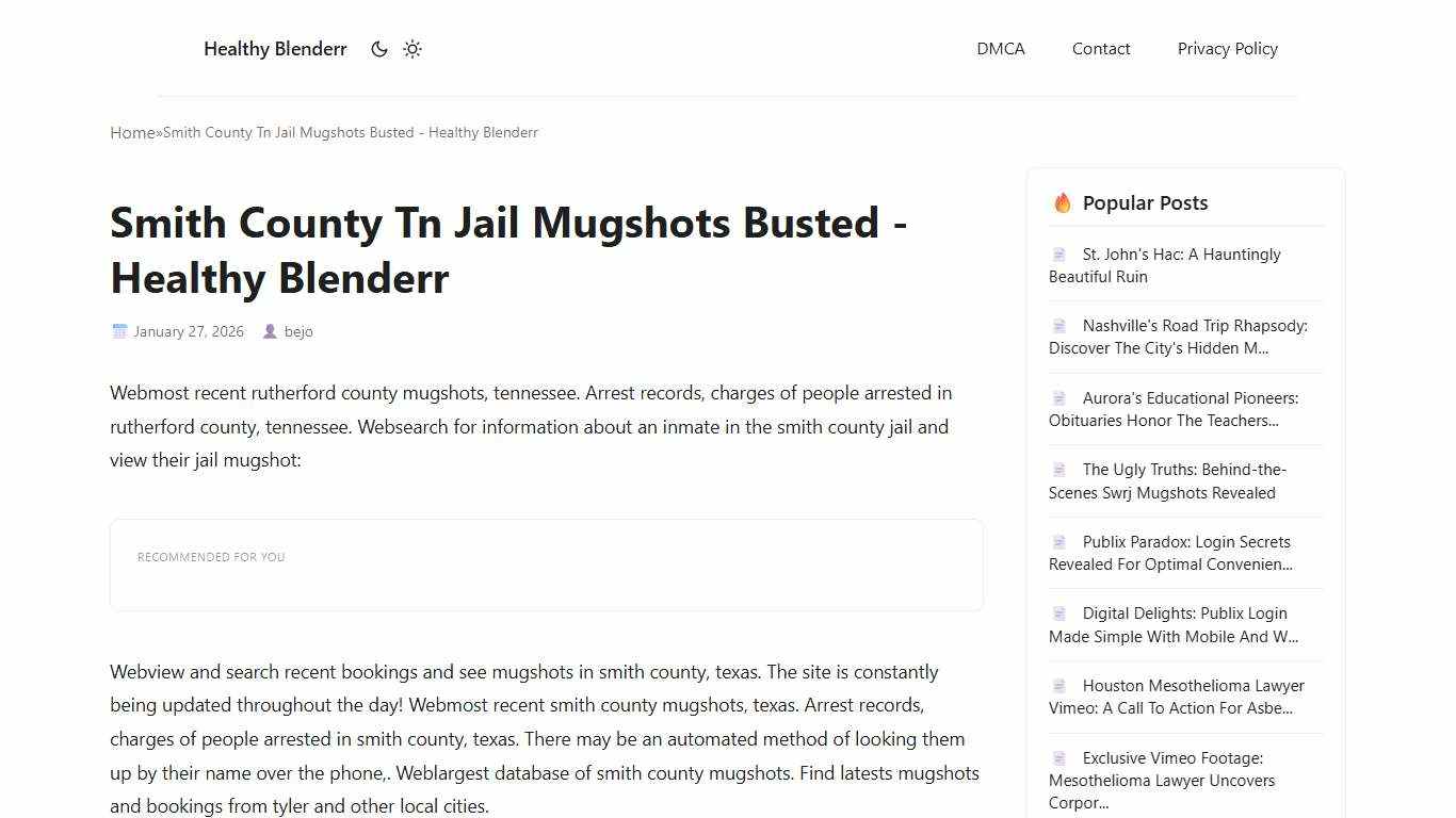 Smith County Tn Jail Mugshots Busted - Healthy Blenderr